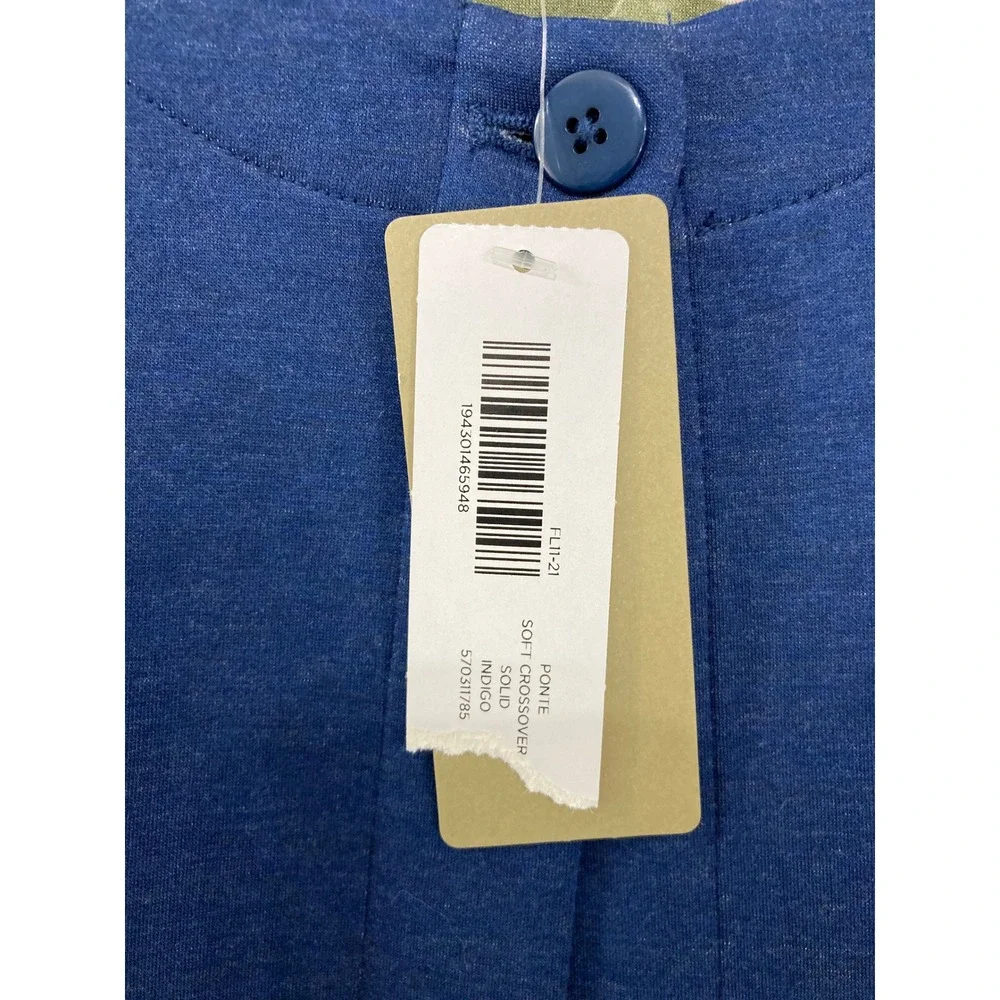 New Chico's Reversible Ponte Jacket size Large/2 Indigo Blue Floral Soft Preppy‎